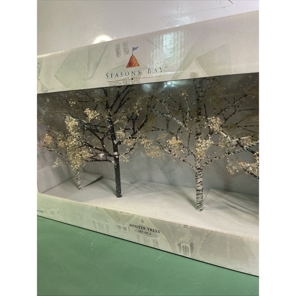 Dept 56 Seasons Bay Accessories WINTER TREES Set of 4 #53384 NIB - Picture 7 of 12